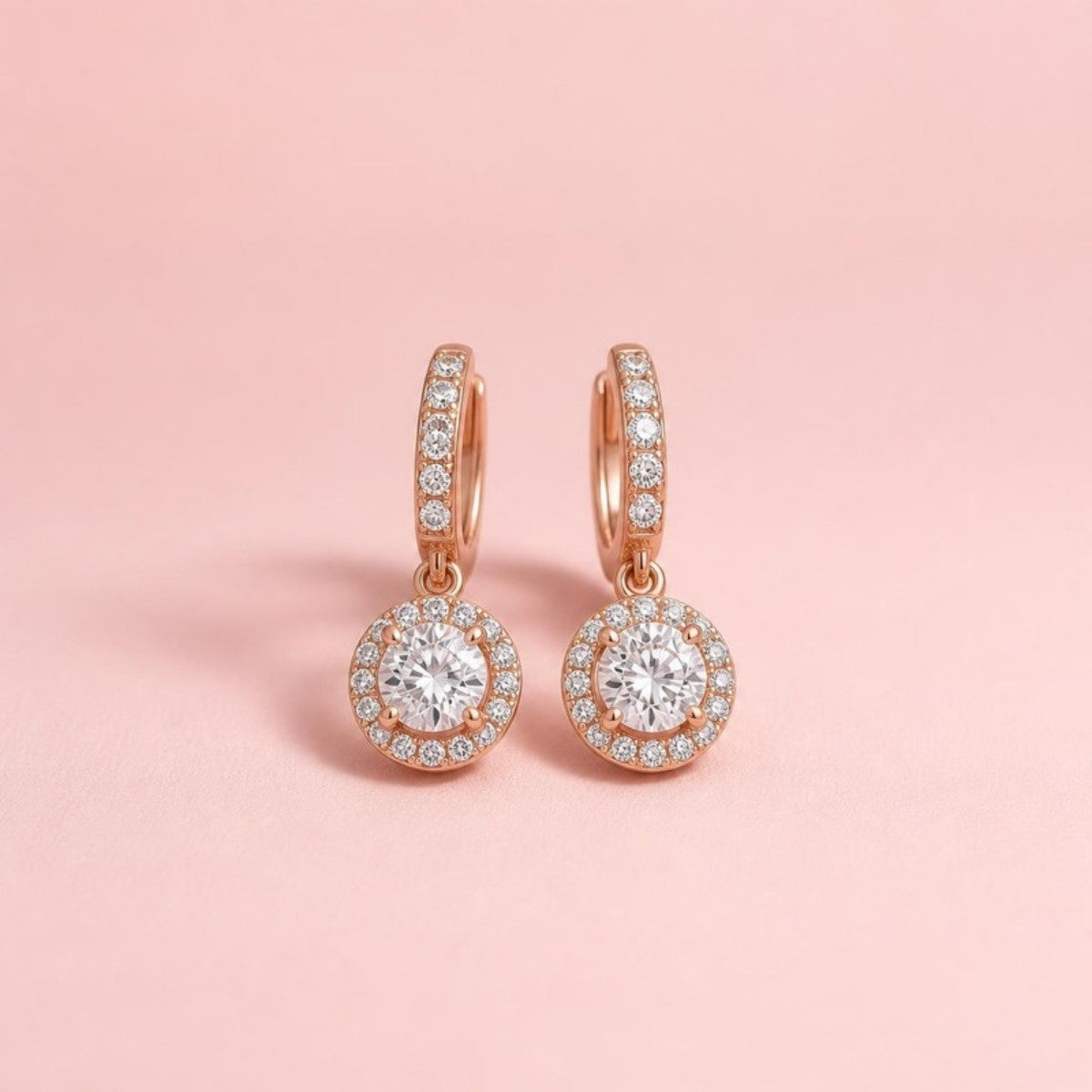 Rose gold diamond drop earrings