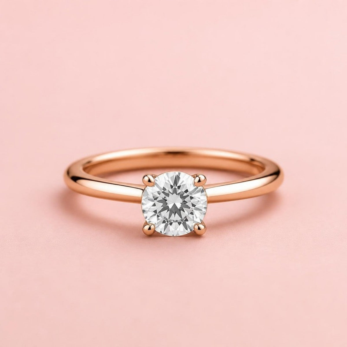 Rose gold diamond solitaire ring